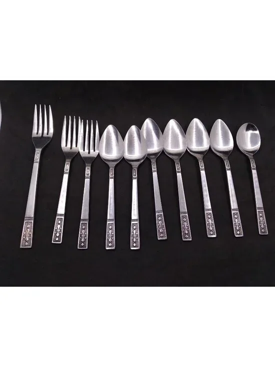 Vtg. Interpur Cortina Stainless  Flatware Japan forks & sm. spoons 10 pieces