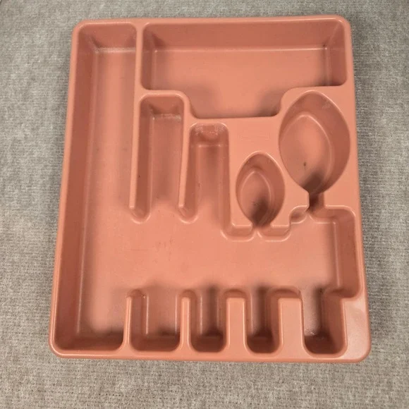 Vintage Rubbermaid Silverware Tray Dusty Rose Pink Plastic Drawer Organizer USA