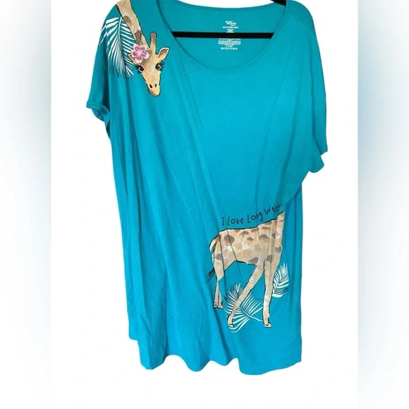 SECRET TREASURES - Teal Giraffe Sleepwear gown