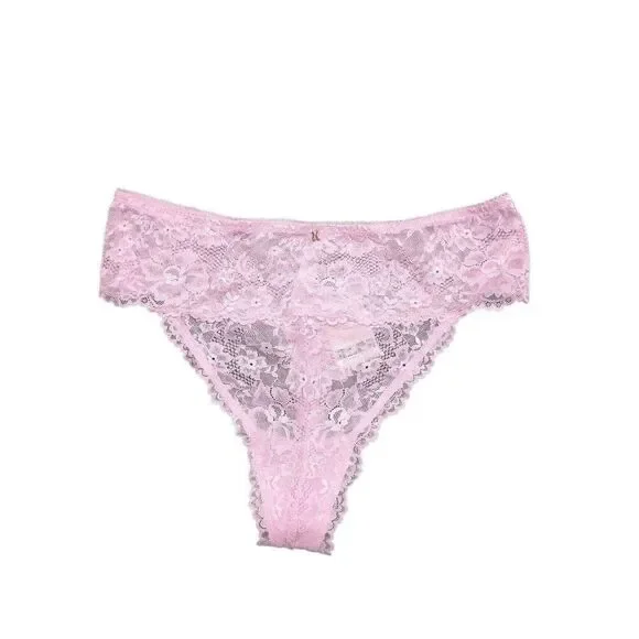NWT Savage X Fenty Pink Floral Lace High Leg Brazilian Women's 2X