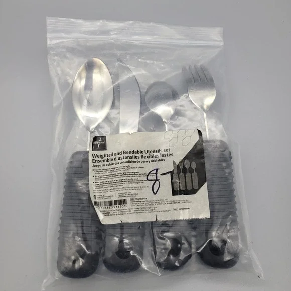 NEW Medline Adaptive Weighted and‎ Bendable Utensils Set 4 pc Large Handles