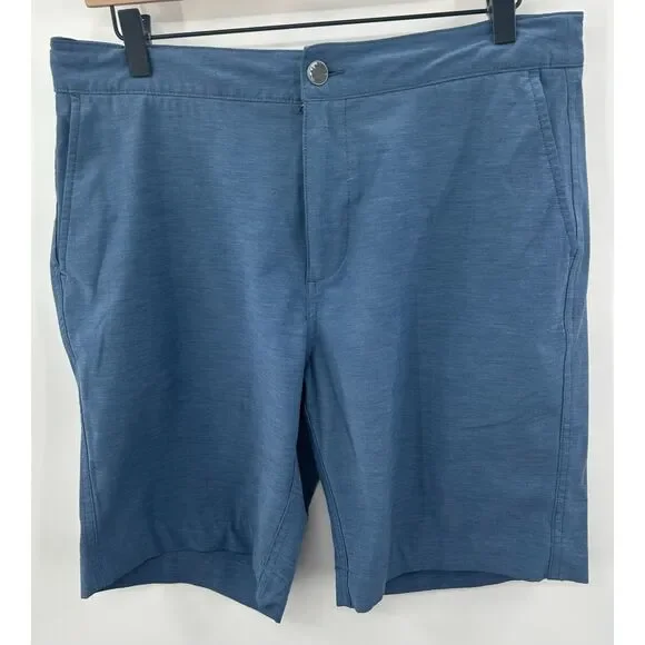 Faherty All Day Shorts Mens 32 Blue Heather Hybrid Performance Stretch Chino