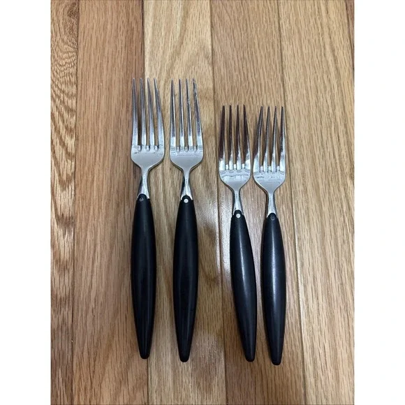 Midcentury Modern‎ 18/10 Stainless Korea Black Handle Forks