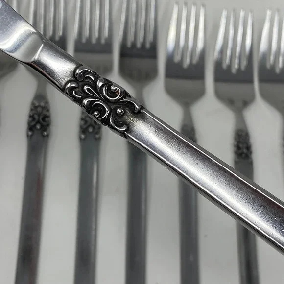 Vtg‎ Ekco Eterna Japan 24 Piece Flatware Set Mid Century Floral Scroll Stainless