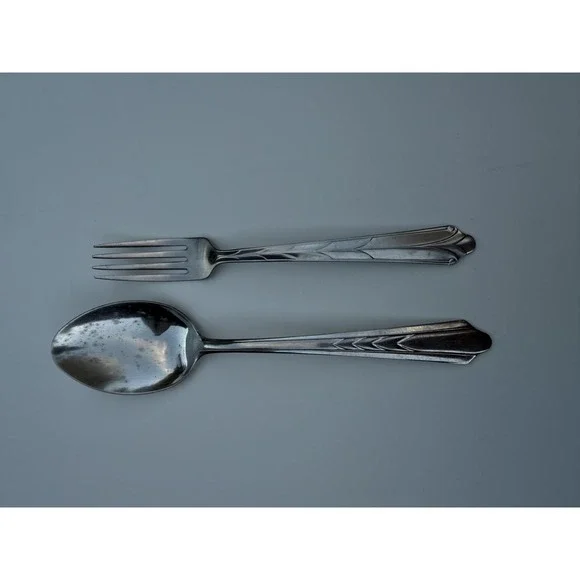 2 ECKO Chevron 18-8 Stainless EKS7 Spoon & Fork VTG Flatware