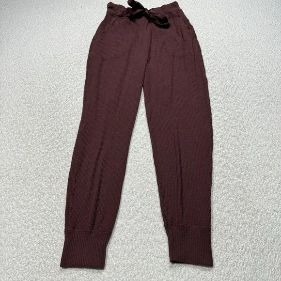 Abercrombie & Fitch Women's Sleepwear Jogger Pants Burgundy Ribbed Pockets Med