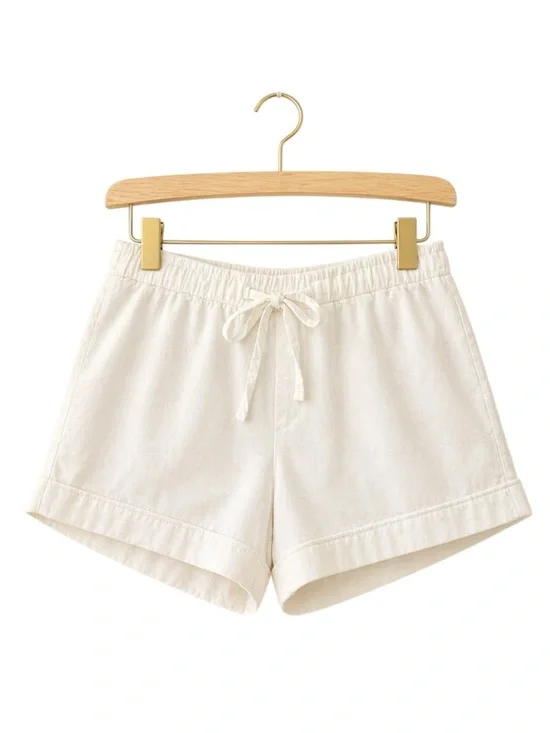 Victoria's Secret Womens White Cotton Sleep Shorts Size XS Drawstring‎ Summer