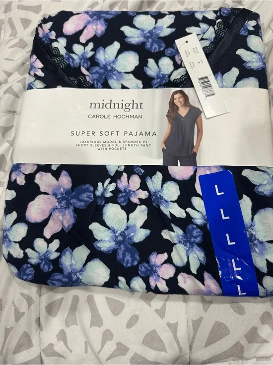 Midnight by Carole Hochman Navy Floral Super Soft Pajama Set