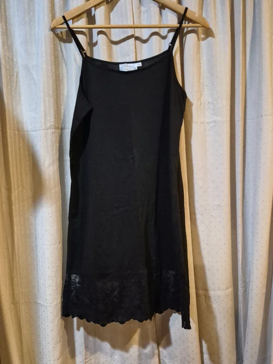 Grace & Lace Black Lace Trim Dress Extender Full Slip Size L