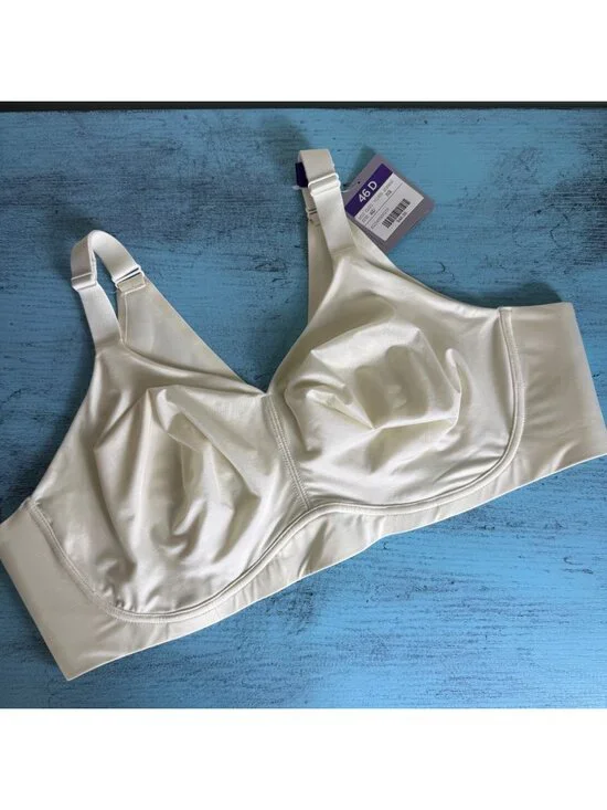 No-Wire Back-Smoothing Bra In Ivory By Catherines 46D NWT
