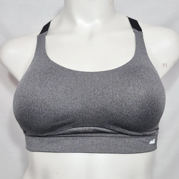 36C AVIA 76L624 Mefium Support Wire Free Sports Bra Gray &‎ Black