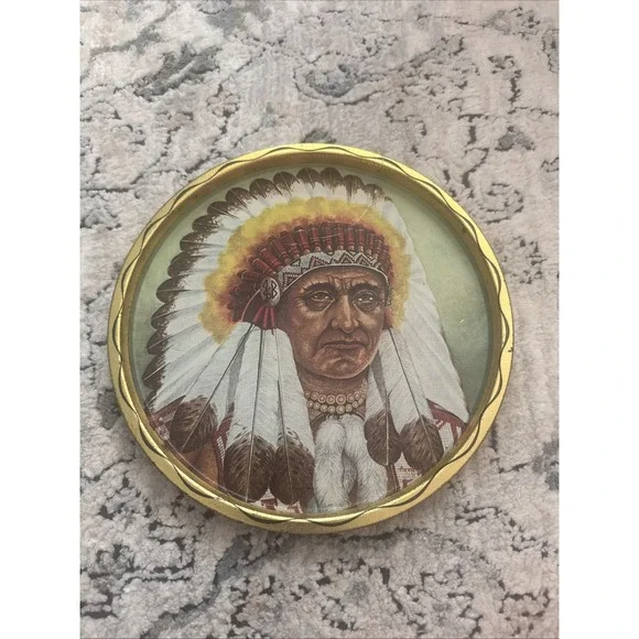 Vintage Native American Metal Tray - Round 11