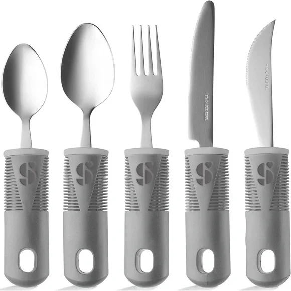 Adaptive Utensils nonslip handles, non-weighted, stainless steel
