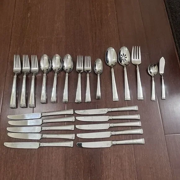 Lot of 51 Pcs. MIKASA Rope Flatware Spoons Forks Knives Stainless Rope Bands