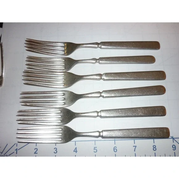 6‎ Antique Rogers Burt & Moody Silverplate Dinner Fork