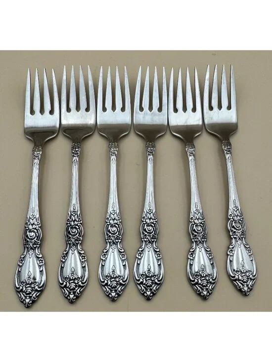 6 Oneida OCO WORDSWORTH Salad Forks USA Glossy Stainless Steel Flatware