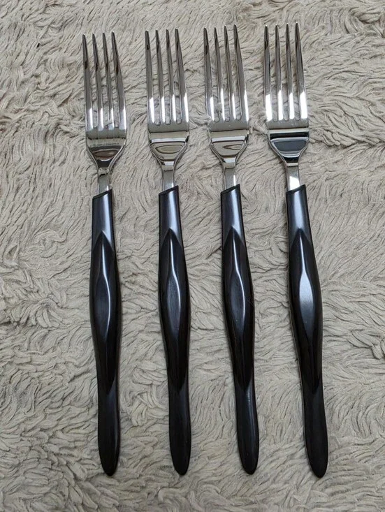 Cutco Lot Of 4 Brand New Dinner Forks Flatware, Dark Brown, Contour Handles