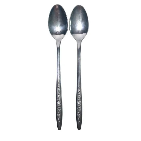 Vintage Superior Stainless USA Teaspoon Flatware Floral Rose Oval Set Of 2‎