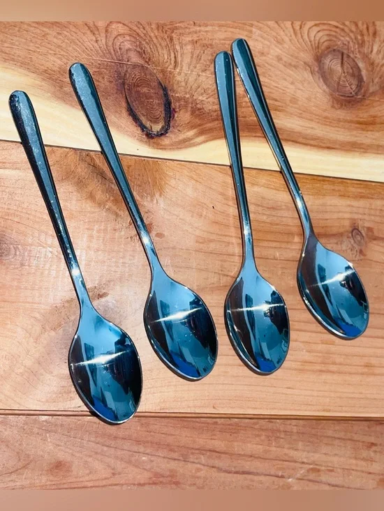 4 Wallace Stainless Steel, Demitasse Spoons, Espresso Coffee Spoons, Stamped.