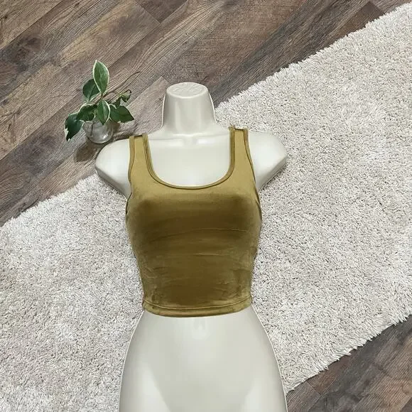 Offline by Aerie Small Gold Velour Recharge Least Support Longline Sports Bra