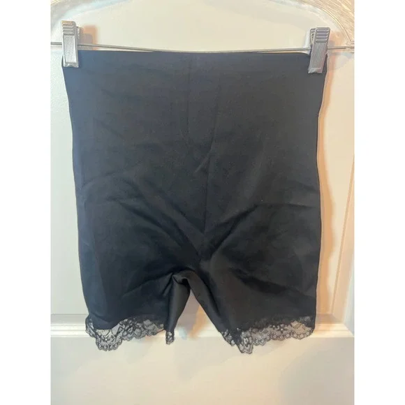Nicole Miller Womens Shapewear Lace Trim High Waist Smoothing Black Size L