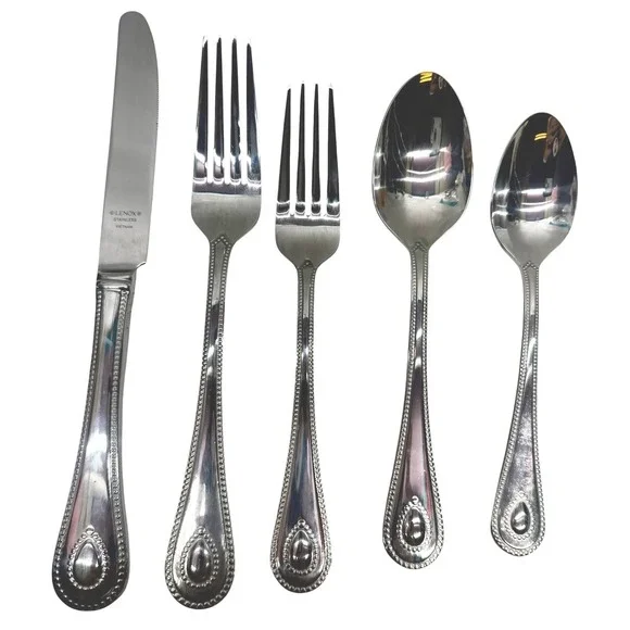 Lenox Bead Stainless Flatware Choice Dinner Knife Fork Spoon Teaspoon New