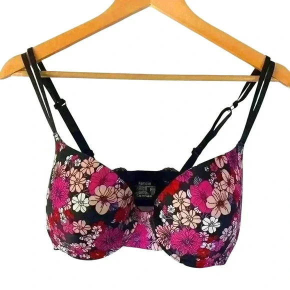 NWT Kensie's Floral‎ Adjustable Strap Padded Gentle Lift Push Up Bra Size 34DD