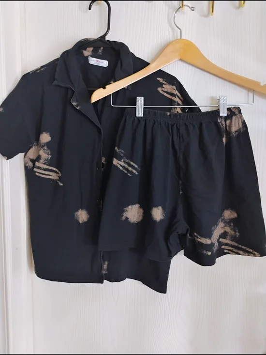 Black Tie-Dye Two-Piece Lounge Set