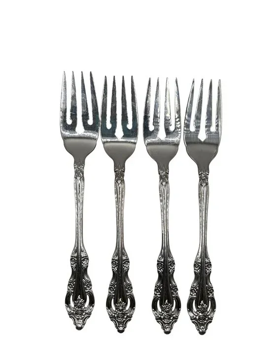 Oneida Silver Silverplate Artistry Salad Forks 1965 Set Of 4 Vintage Flatware