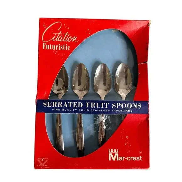 Mar-crest Citation Futuristic Atomic Starburst Stainless Serrated Fruit Spoons