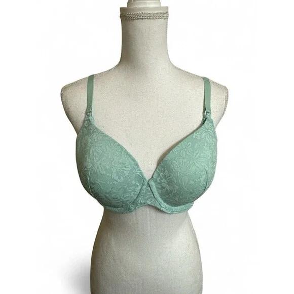 NWT Auden 34DD Green Lace Lightly Lined Full Coverage NURSING Bra Underwire