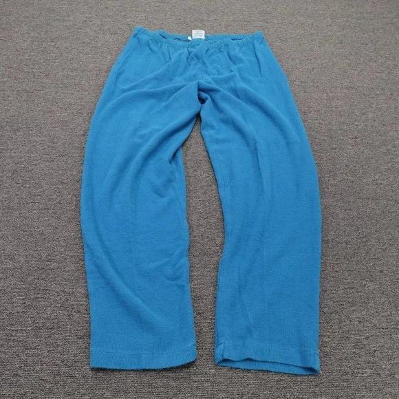 Vintage Johnny Was Lounge Pants Womens Large Blue Thermal Knit Cotton 90s