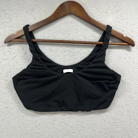 HATCH Bralette Womens M Black Ruched Wireless Maternity Minimalist Organic Pima