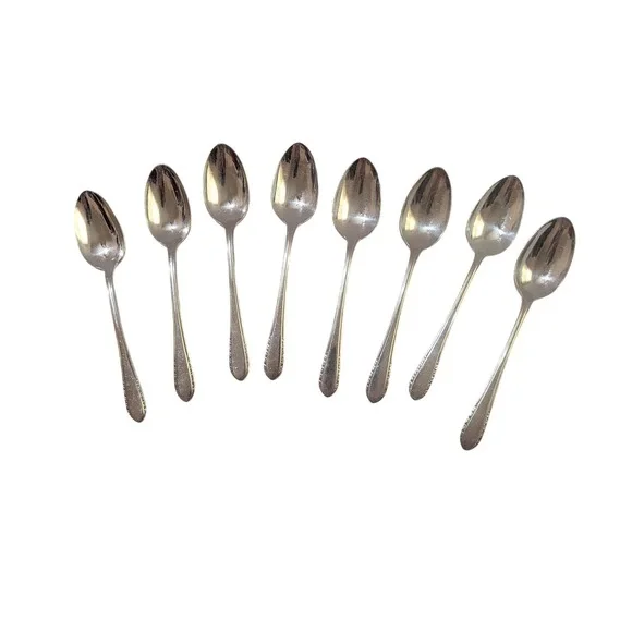 8 Holmes & Edwards Inlaid May‎ Queen Silverplate Teaspoons 6