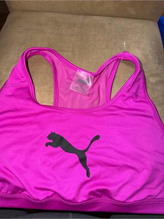 Puma Hot Pink Racerback Sports Bra with Logo