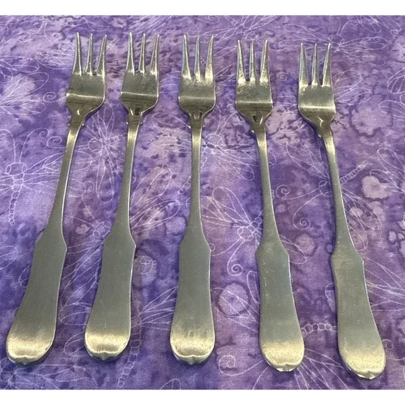 Oxford Hall OXH59 Seafood Forks Fork Satin Wing Heel Tipped Stainless Set Of 5‎