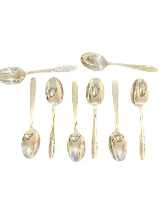 Eight ATOMIC STAR Vintage Wallace Serving Soup Spoons 1950’s
