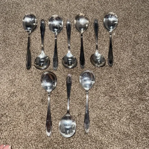 Lot Of 10 Oneida Community Par Plate Bridal Wreath 1915 Silverware Soup Spoons
