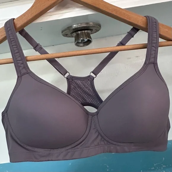 Joe‎ Fresh Racerback Bra Size M Gray Wireless Adj Hooks Soft Activewear Athletic