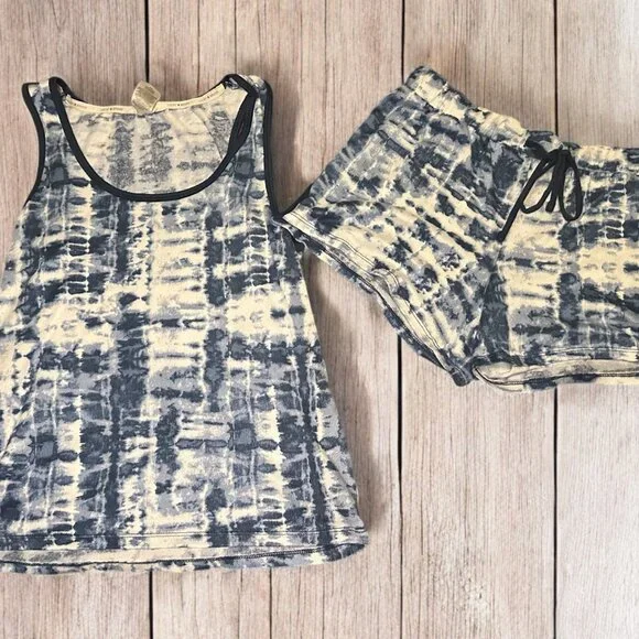 Lucky Brand Women's Super Soft Knit‎ Winter Tie Dye PJ Pajamas Set Blue Size S