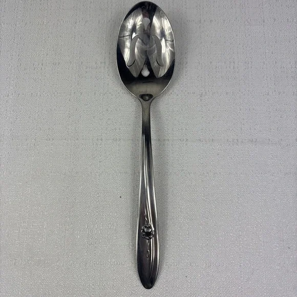 Sears Roebuck Provincial Rose Pierced Slotted Serving Spoon 8‎ 3/8