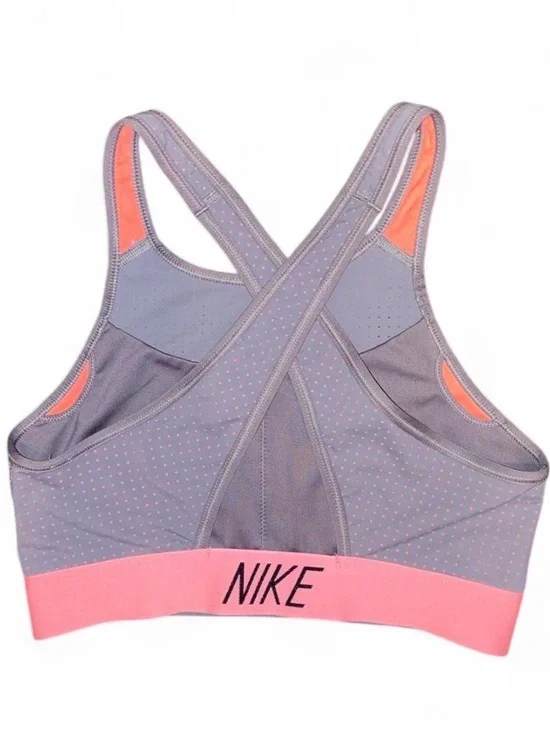 Nike Gray and Pink Crossback Medium-Impact Sports Bra