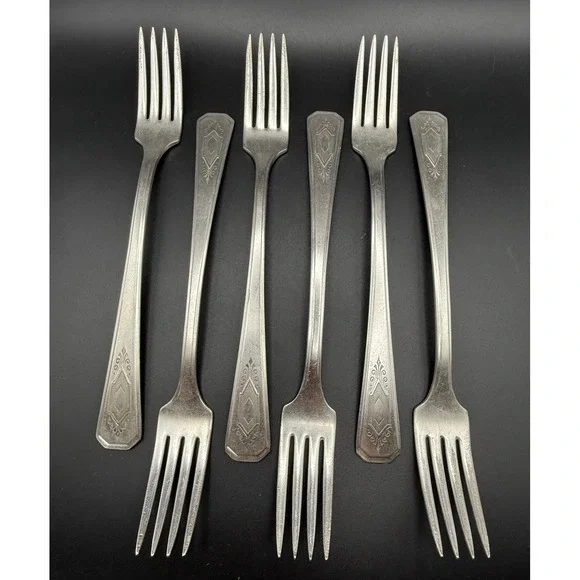VTG Oneida WM. A. Rogers Croydon Mary Lee Silverplate Dinner Fork 1932 Set Of 6