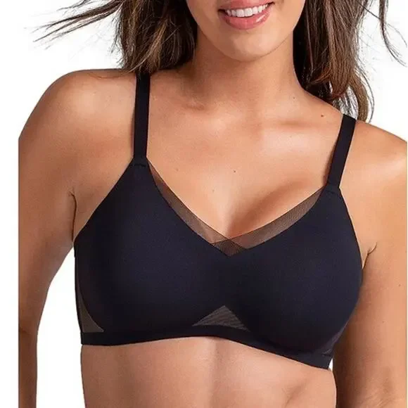 Honeylove 3X Bra‎ Crossover Black Wireless Mesh Comfort