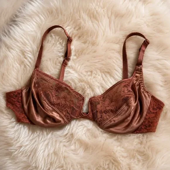 Vintage Valentino Intimo Copper Lace Underwire Bra Size 36B