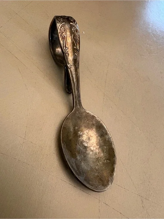 Vintage Floral-Handled Silverplate Spoon - Silver Tone