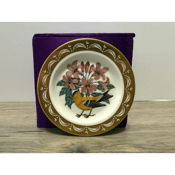State Birds Flowers Franklin MINI Plate Washington Goldfinch Rhododendron 3