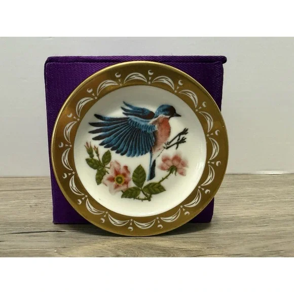 State Birds Flowers Franklin MINI Plate New York Bluebird Rose 3
