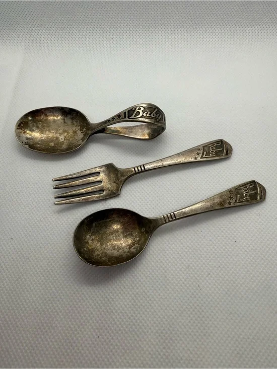 Vintage Silver-Plated Children's Cutlery Set Baby!