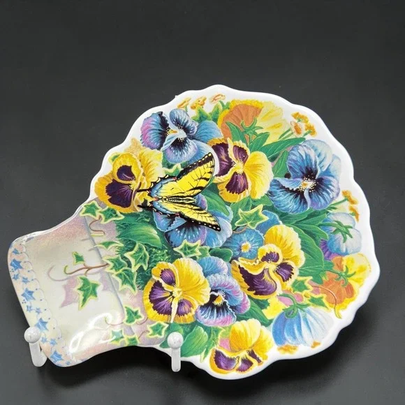 Bradford Exchange Larry Tucci A Butterflys Retreat Pansy Plate 1997‎ Spoon Rest